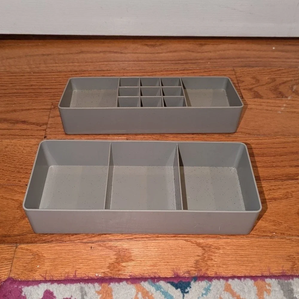 Room Essentials Grey Heavy Plastic Make Up Toiletries Caddy Stackable Organizers
